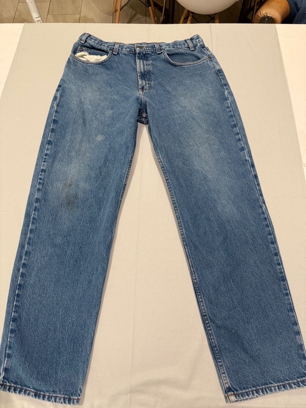 Kirkland Signature Mens Jeans 34x32 Blue Denim Straight Leg Classic Fit